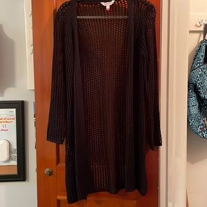 Black crochet cardigan, long, size small, no boundaries is the brand, never worn